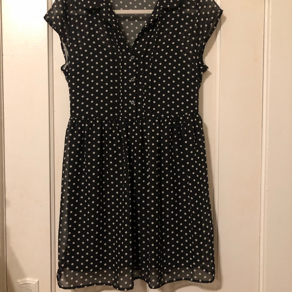 Black and white polkadot dress